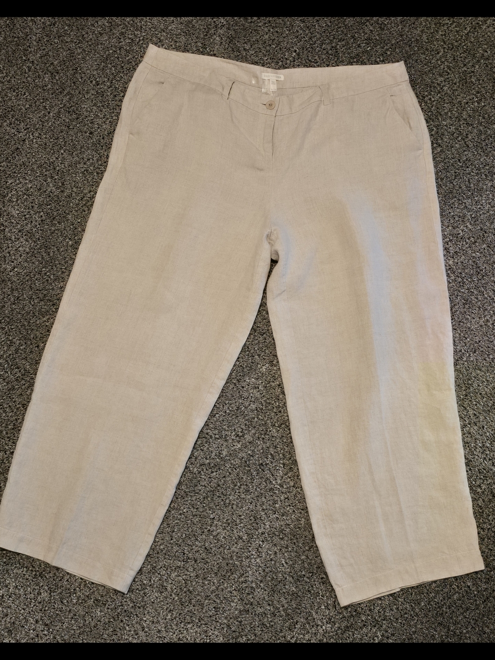 Eileen Fisher Organic Luxe Linen Wide-Leg Pants Neutral/Beige XL Prestine